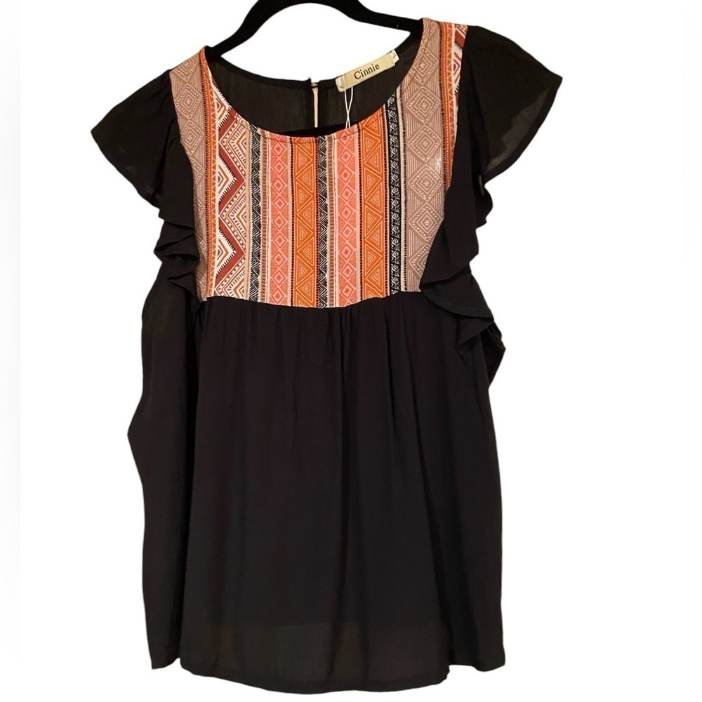 Cinnie Ruffle Sleeve Top Size Large